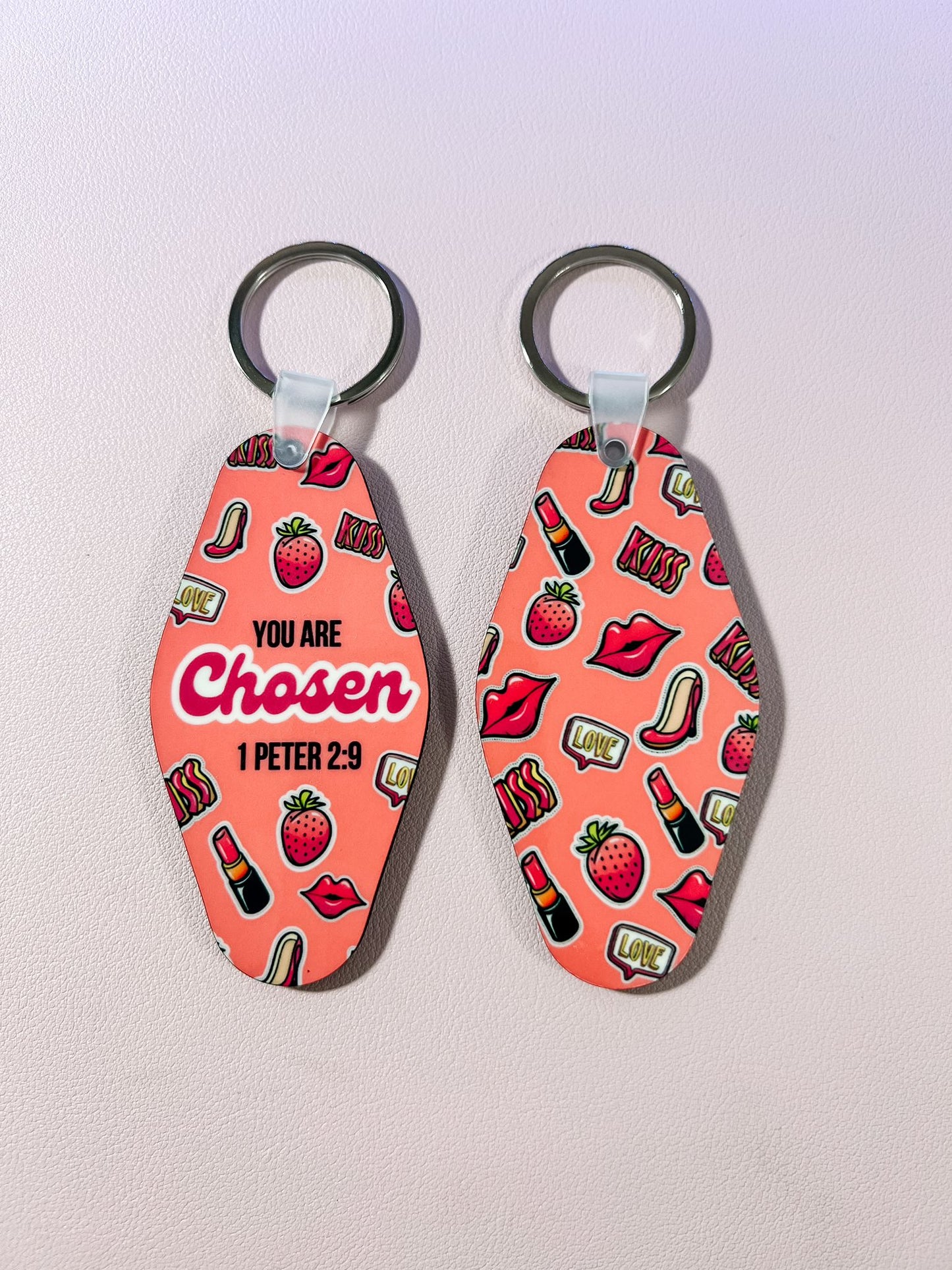 You Are Chosen Keychain - Strawberry Inspirational Gift | 1 Peter 2:9