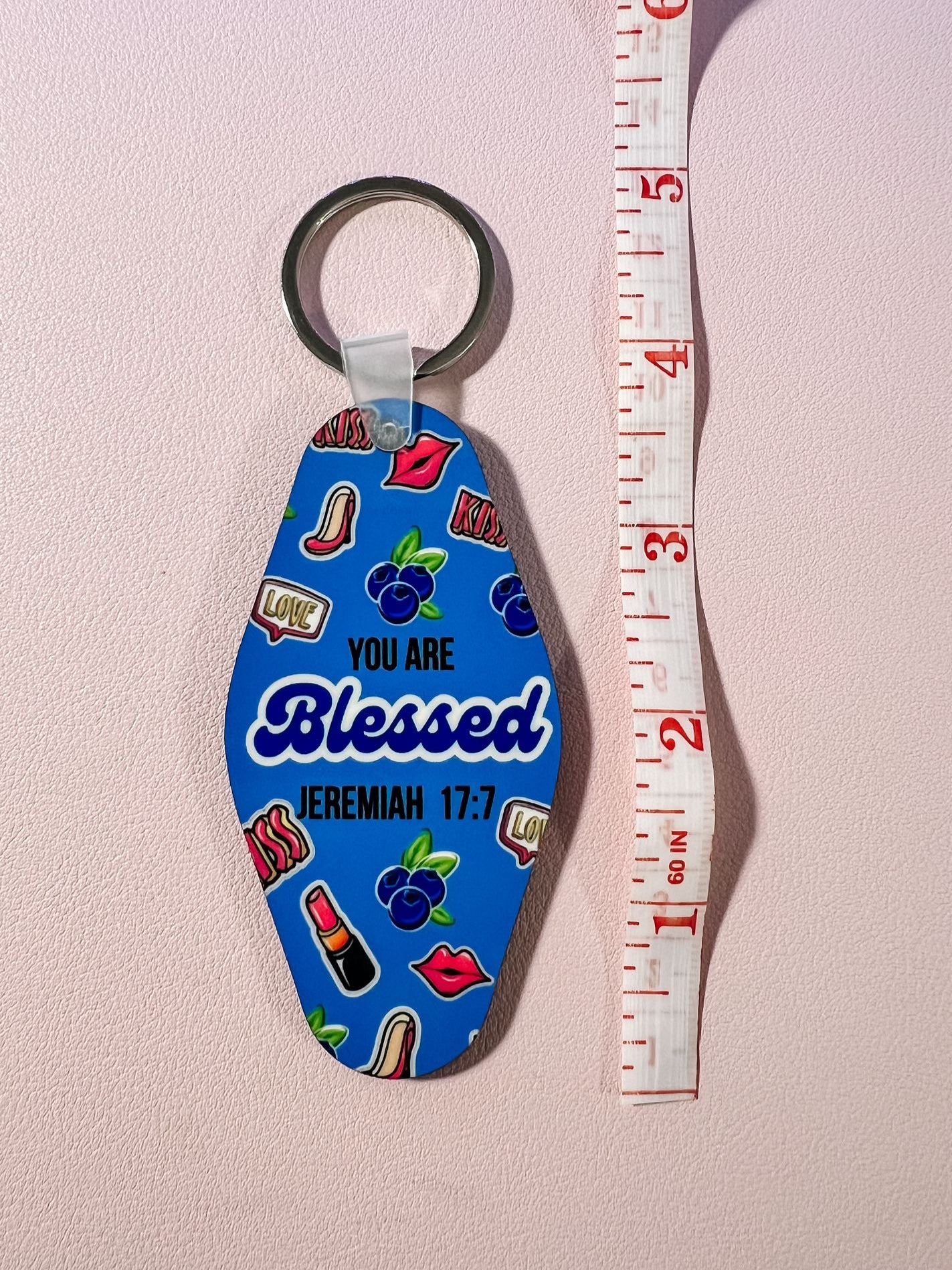 You Are Blessed Keychain - Blueberry Inspirational Gift | Jeremiah 17:7