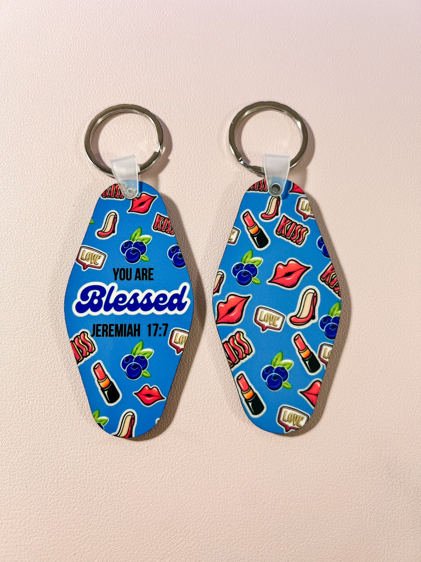 You Are Blessed Keychain - Blueberry Inspirational Gift | Jeremiah 17:7