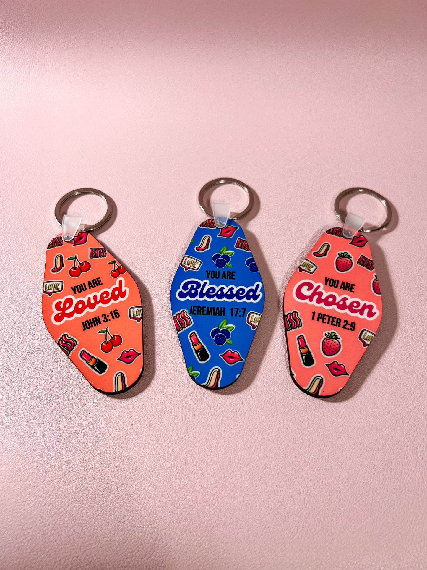 You Are Loved Keychain - Cherry Inspirational Gift | John 3:16