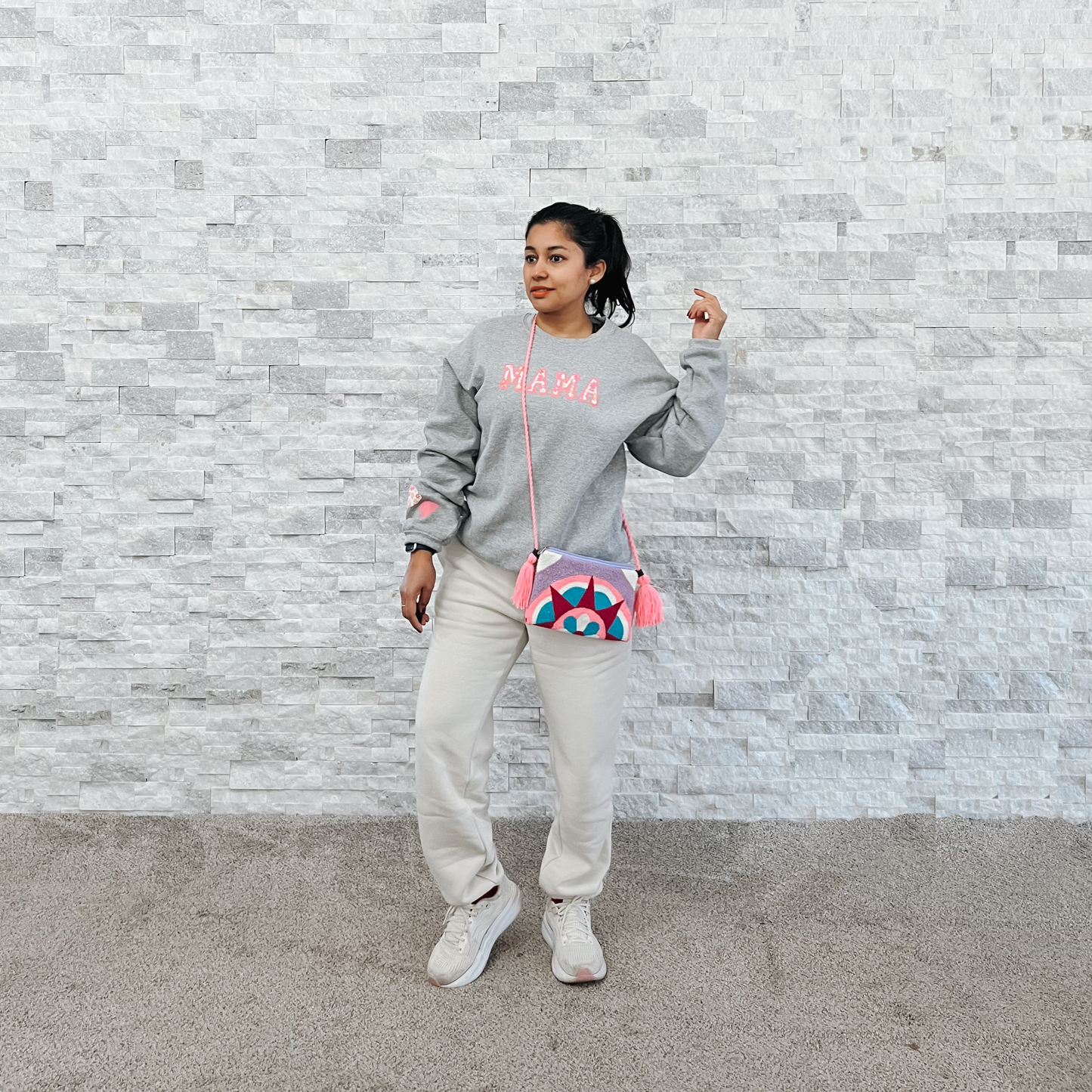 Pink Mandala Style - Crossbody Needle Crochet Bag