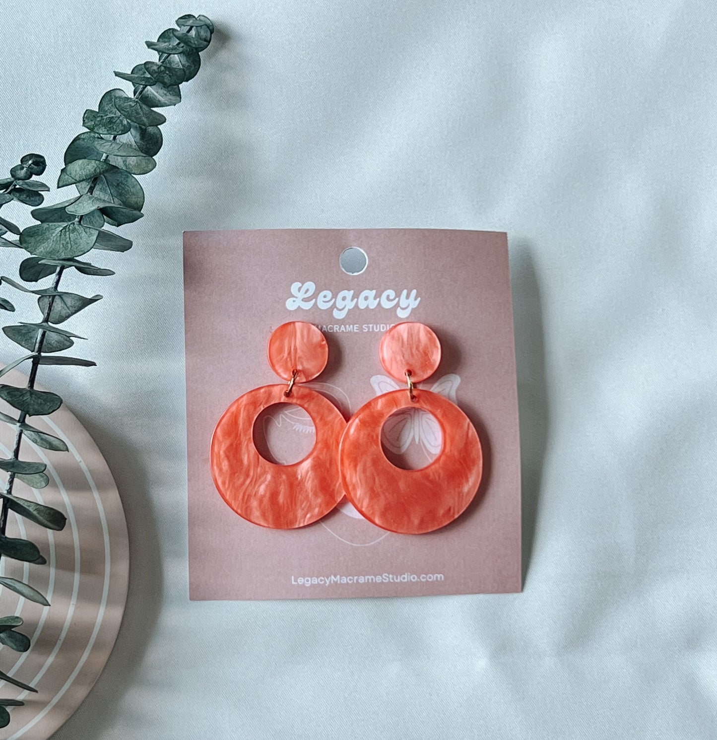 Peach Round Earrings, Retro earrings