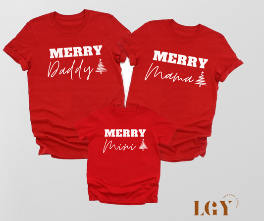 Merry Mama T-shirt, Merry Daddy T-shirt, Merry Mini T-shirt, Merry Christmas Family T-shirt