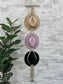 Triple Macramé Hat Hanger with Feathers in Almond Color