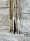 Triple Macramé Hat Hanger with Feathers in Almond Color