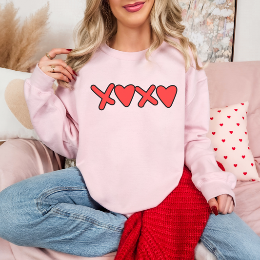 XOXO Pink Sweatshirt – Cute Heart Graphic Pullover | Cozy Valentine's Day Shirt